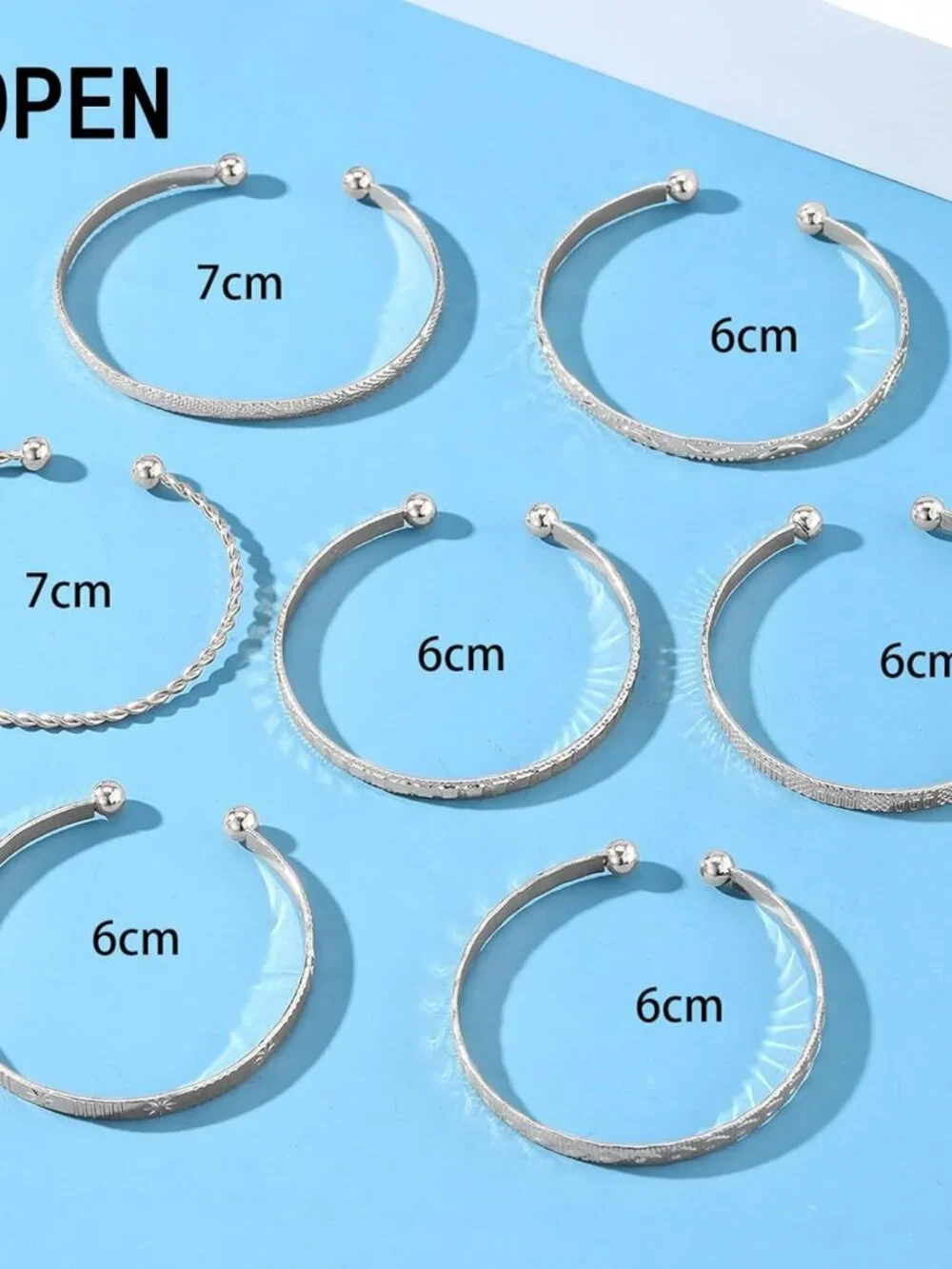 Silver Bangle Bracelet For Women 14k Plated Multi Layer Cuff Bracelets Set Trend_6